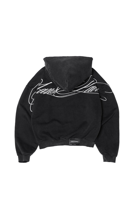 SP/  SCRIPT ZIP UP HOODIE